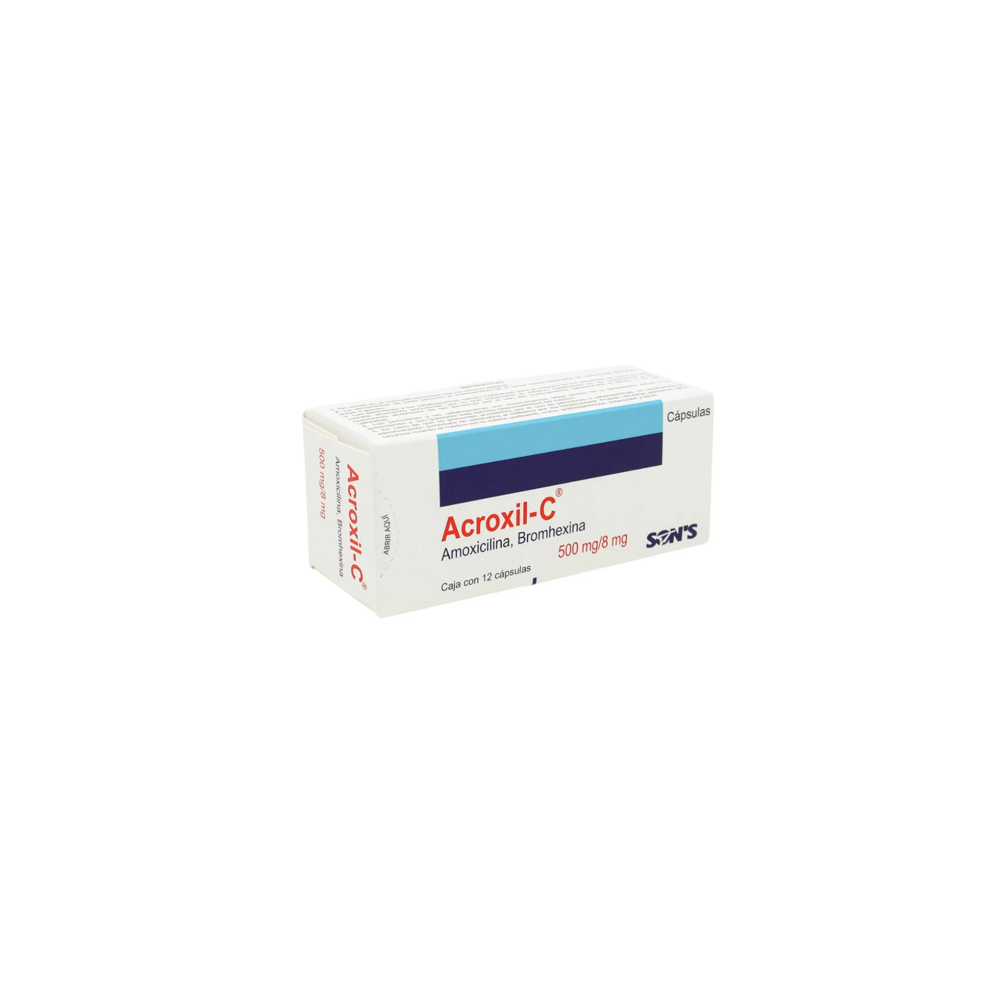Acroxil-C Amoxicilina/Bromhexina 500 mg/8 mg, 12 cápsulas - Image 2