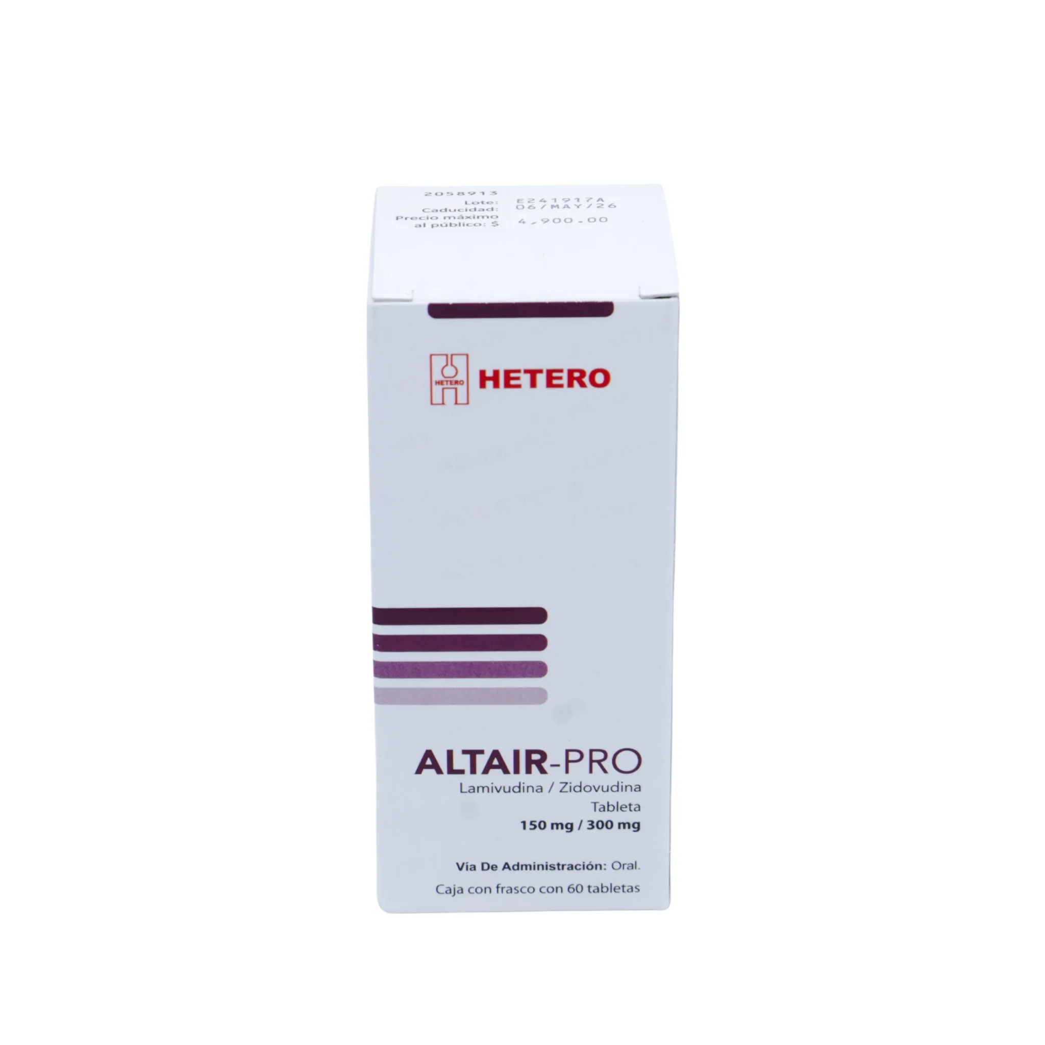 ALTAIR-PRO Lamivudina/Zidovudina 150 mg / 300 mg, Caja con frasco con 60 tabletas - Image 3