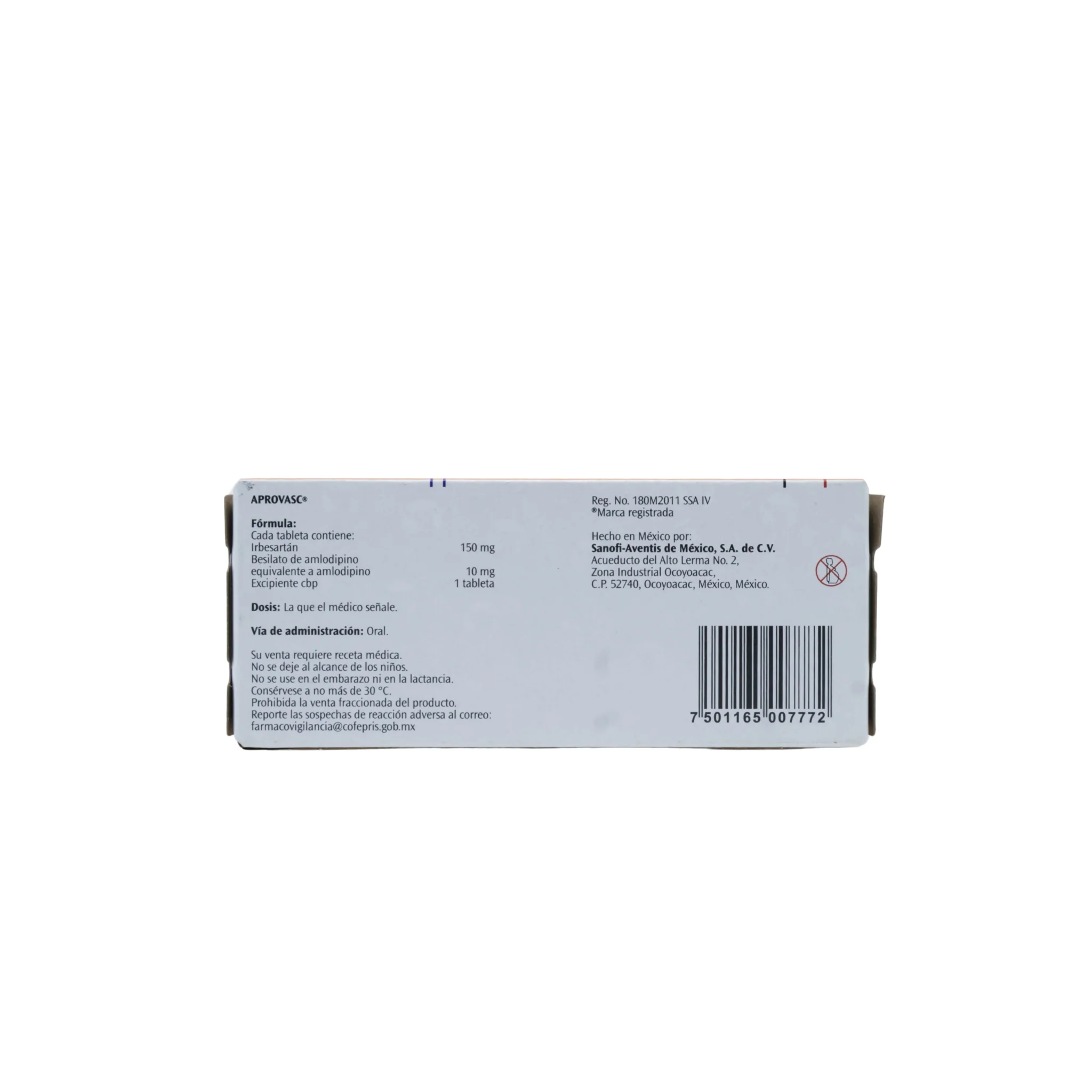 Aprovasc Irbesartán/Amlodipino 150 mg / 10 mg, Caja con 28 tabletas - Image 4