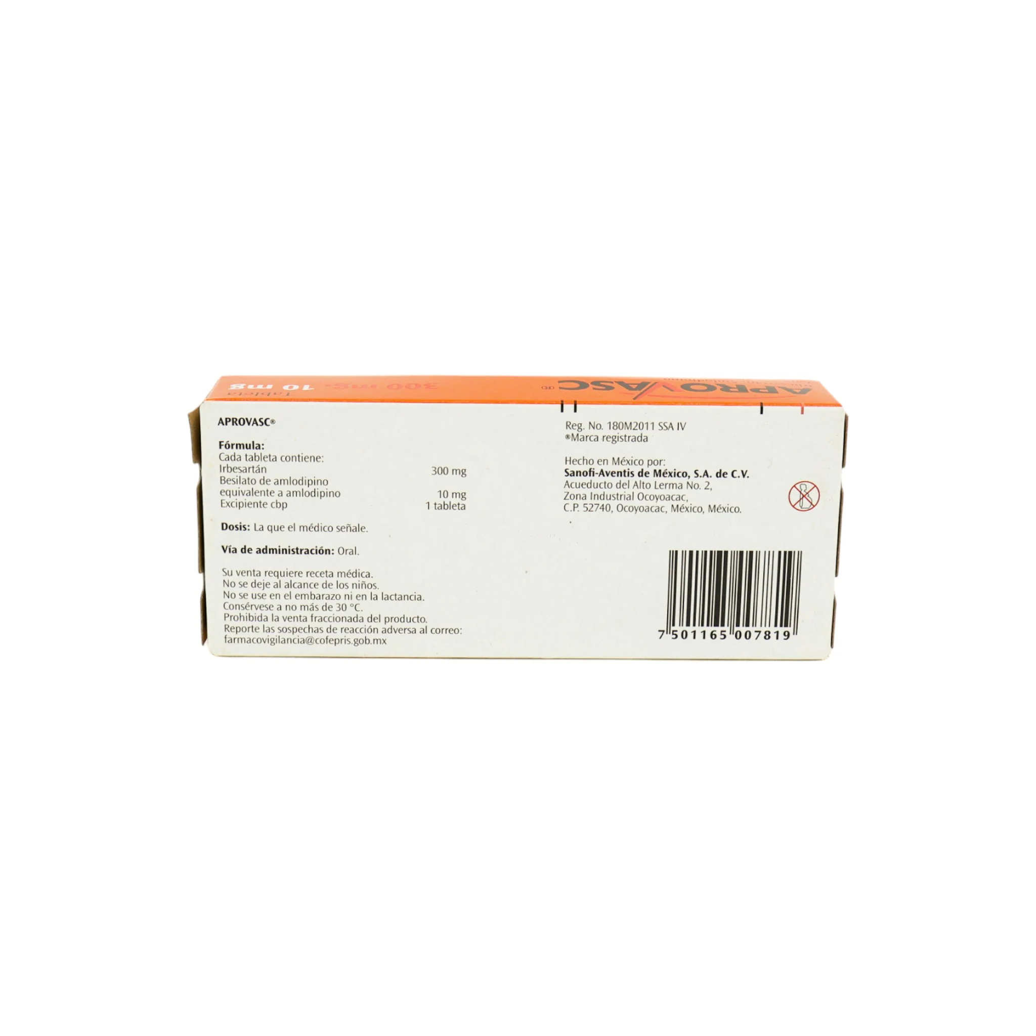 Aprovasc Irbesartan/Amlodipino 300 mg / 10 mg, 28 tabletas - Image 4