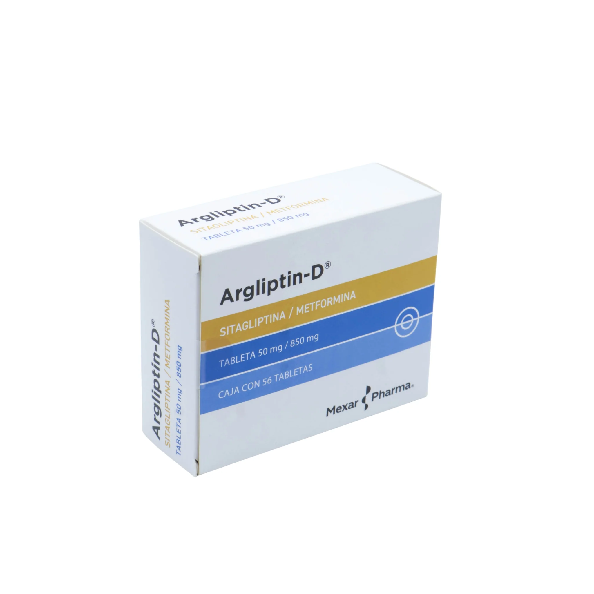 Argliptin-D Sitagliptina/Metformina 50 mg / 850 mg, Caja con 56 tabletas - Image 2