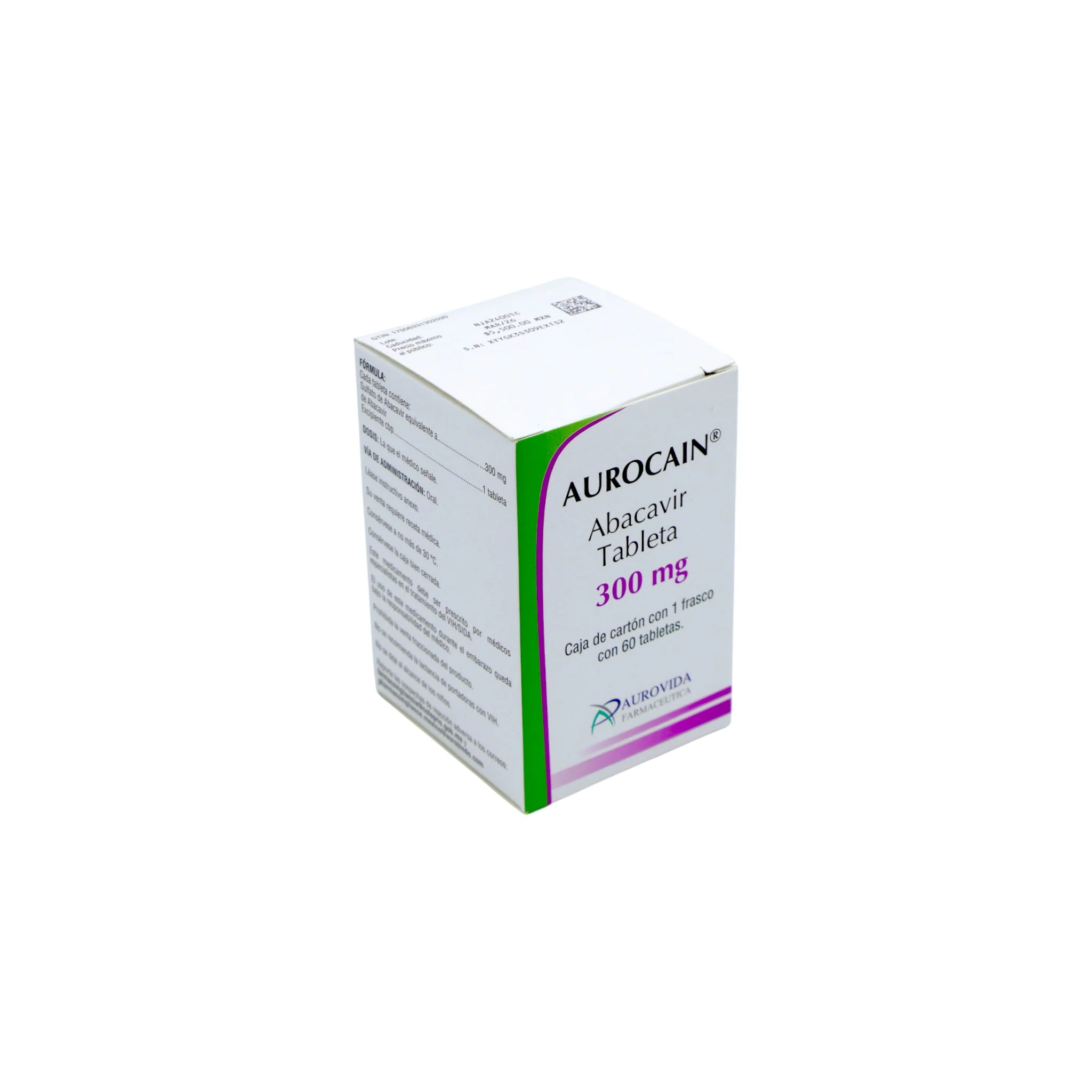 Aurocain Abacavir 300 mg, 60 Tabletas - Image 2