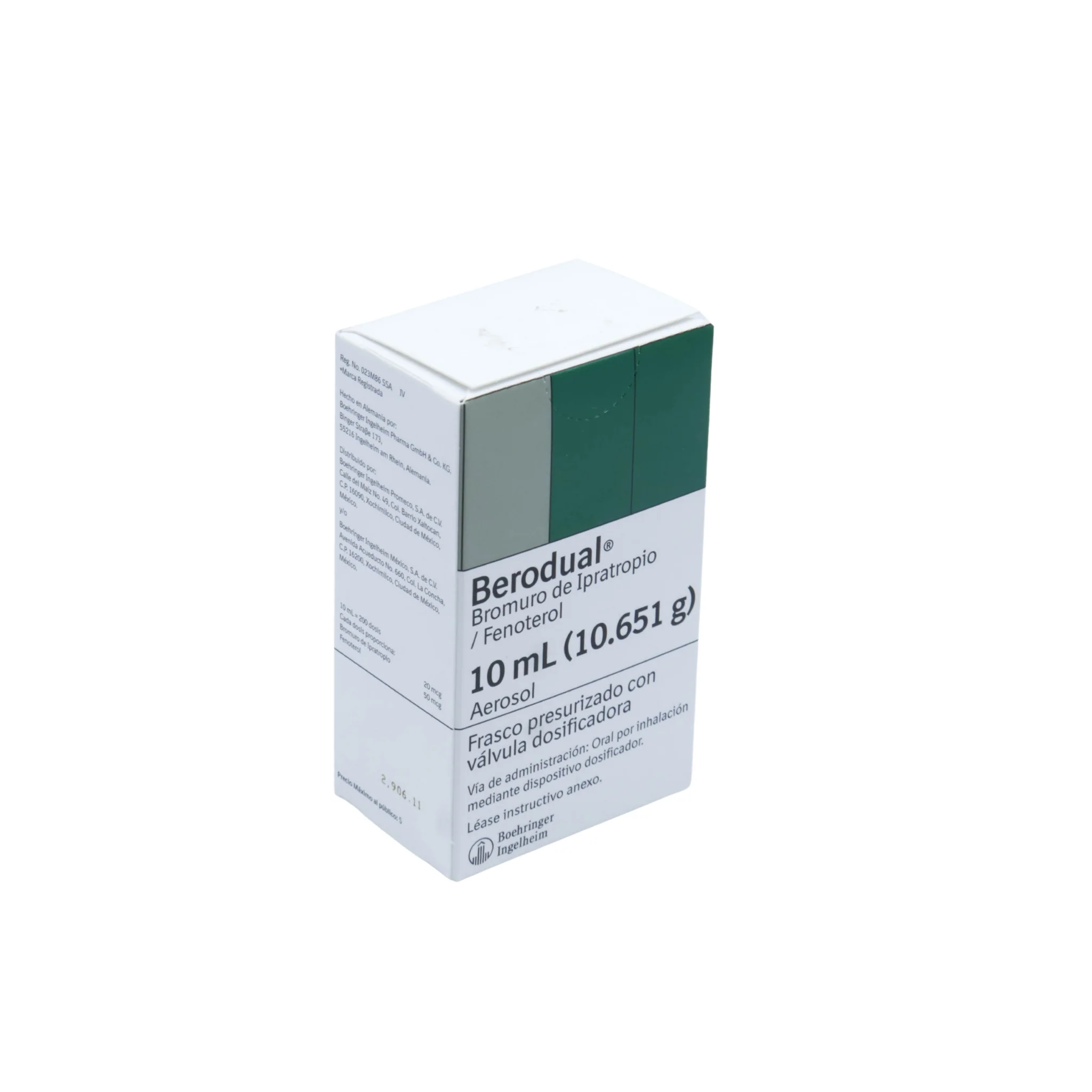 Berodual Bromuro de Ipratropio/Fenoterol 10 mL (10.651 g), Frasco presurizado con válvula dosificadora - Image 2