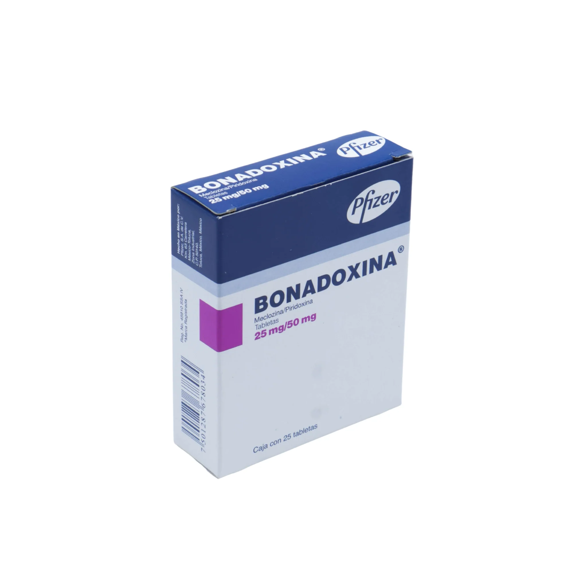 Bonadoxina Meclozina/Piridoxina 25 mg / 50 mg, Caja con 25 tabletas - Image 2