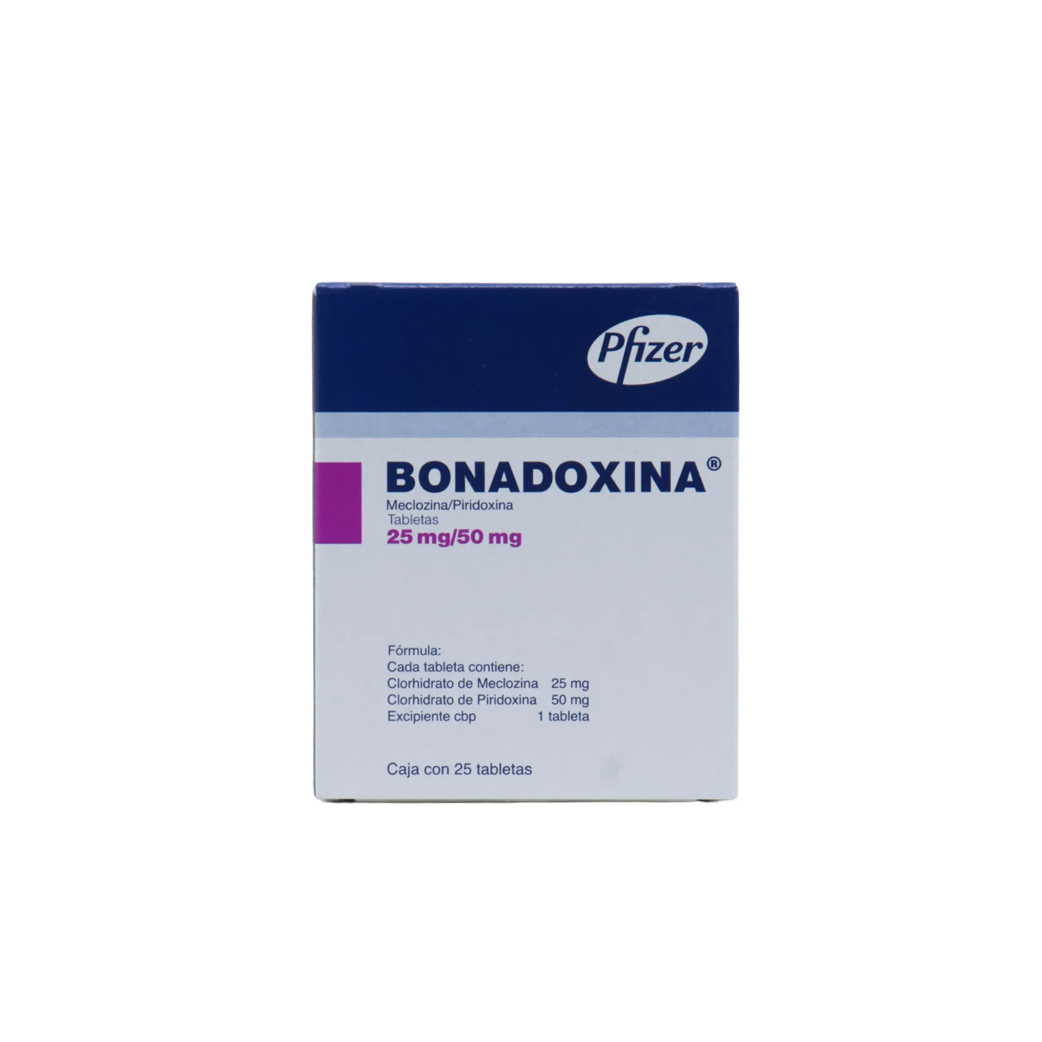 Bonadoxina Meclozina/Piridoxina 25 mg / 50 mg, Caja con 25 tabletas - Image 4