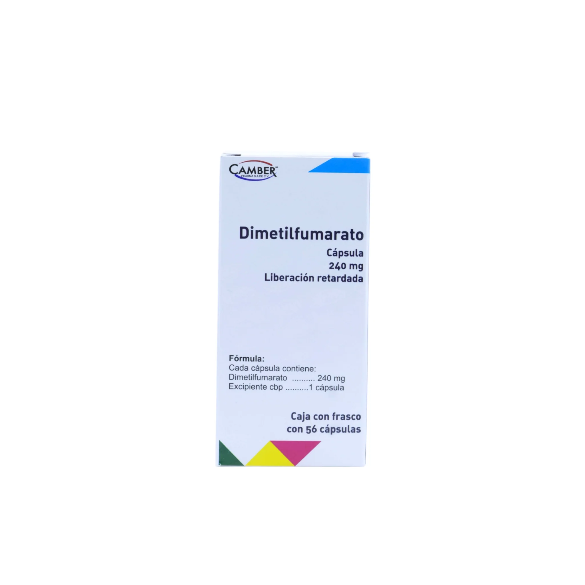 Dimetilfumarato 250 mg, Caja con frasco con 56 cápsulas