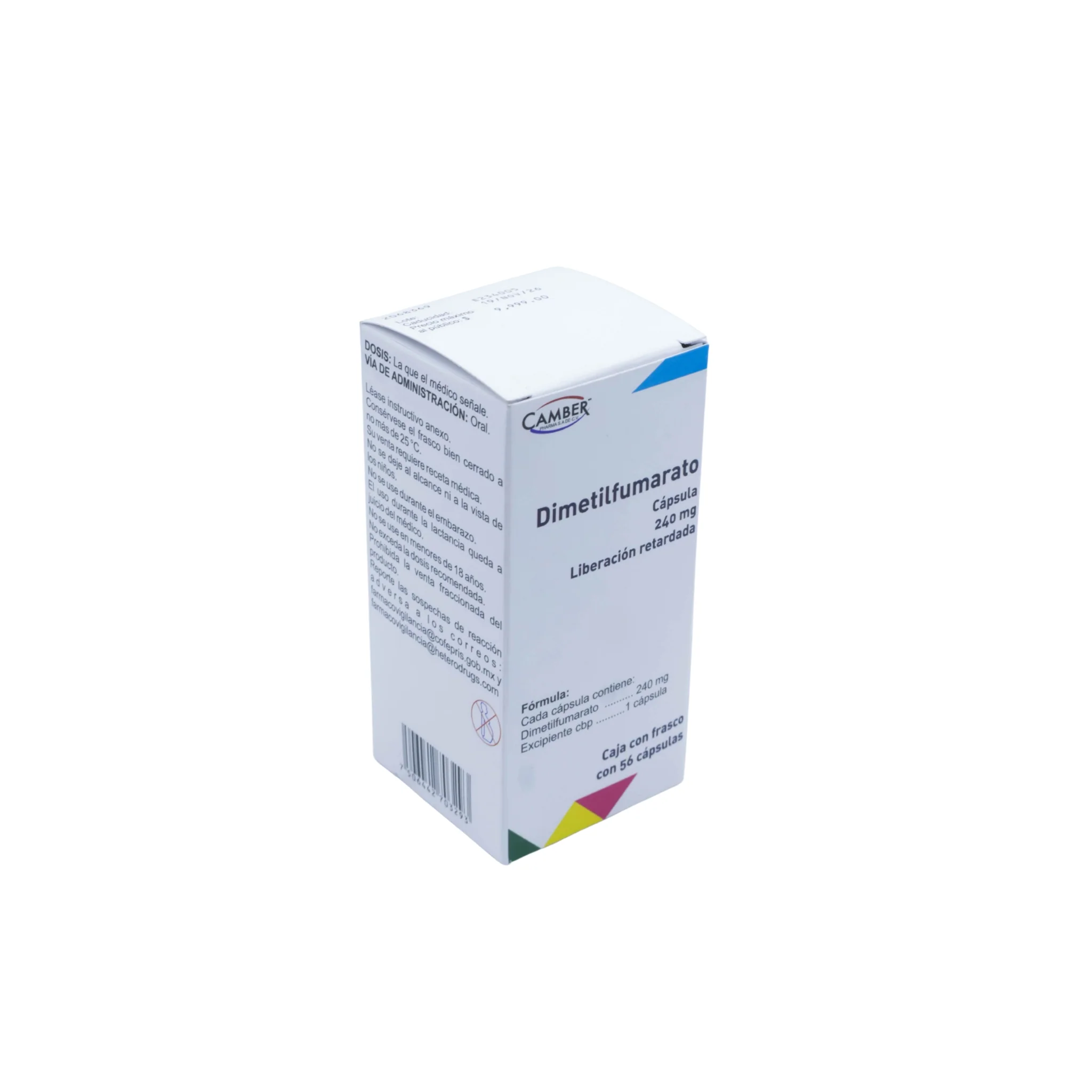 Dimetilfumarato 250 mg, Caja con frasco con 56 cápsulas - Image 2