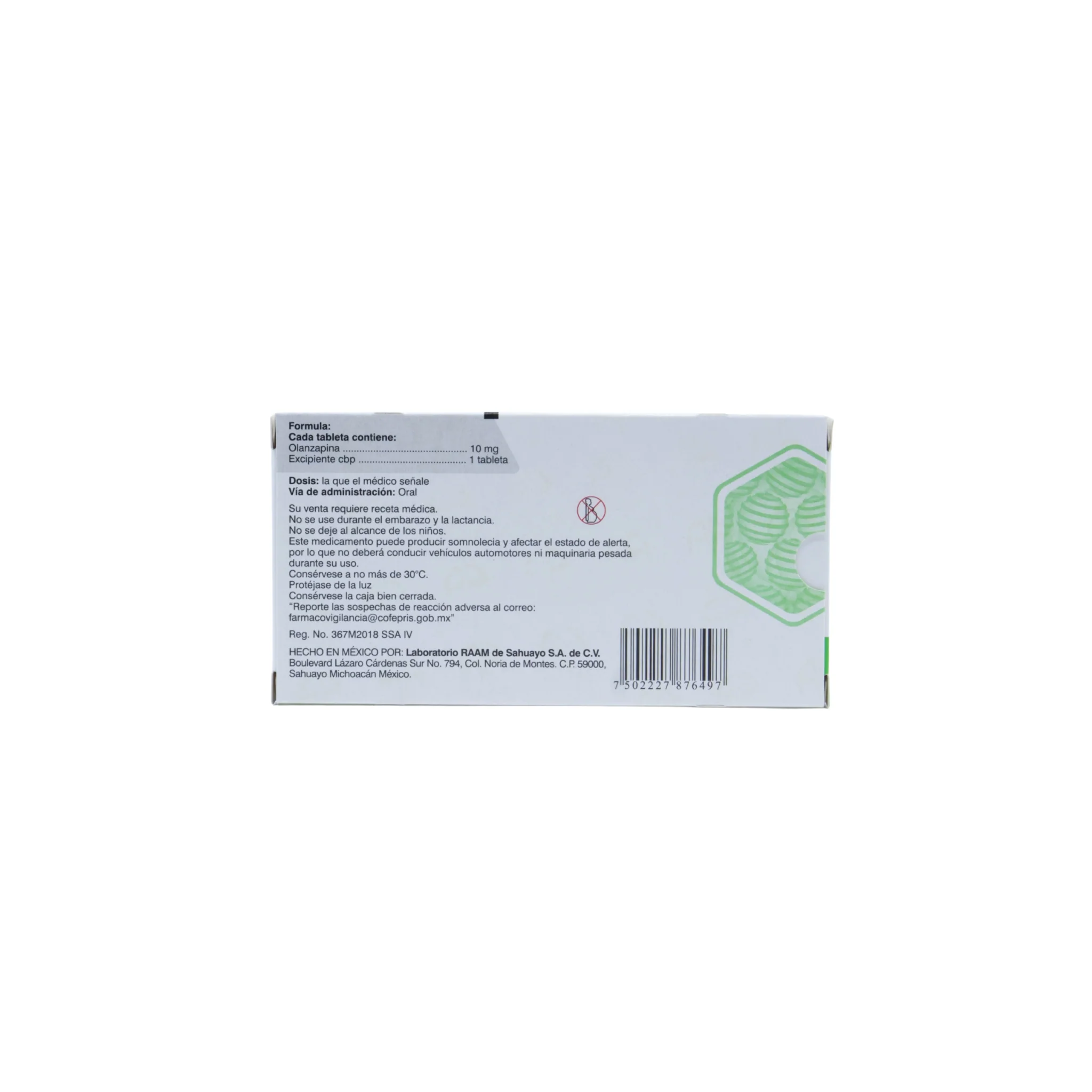 Eflecon Olanzapina 10 mg, Caja con 28 tabletas - Image 4