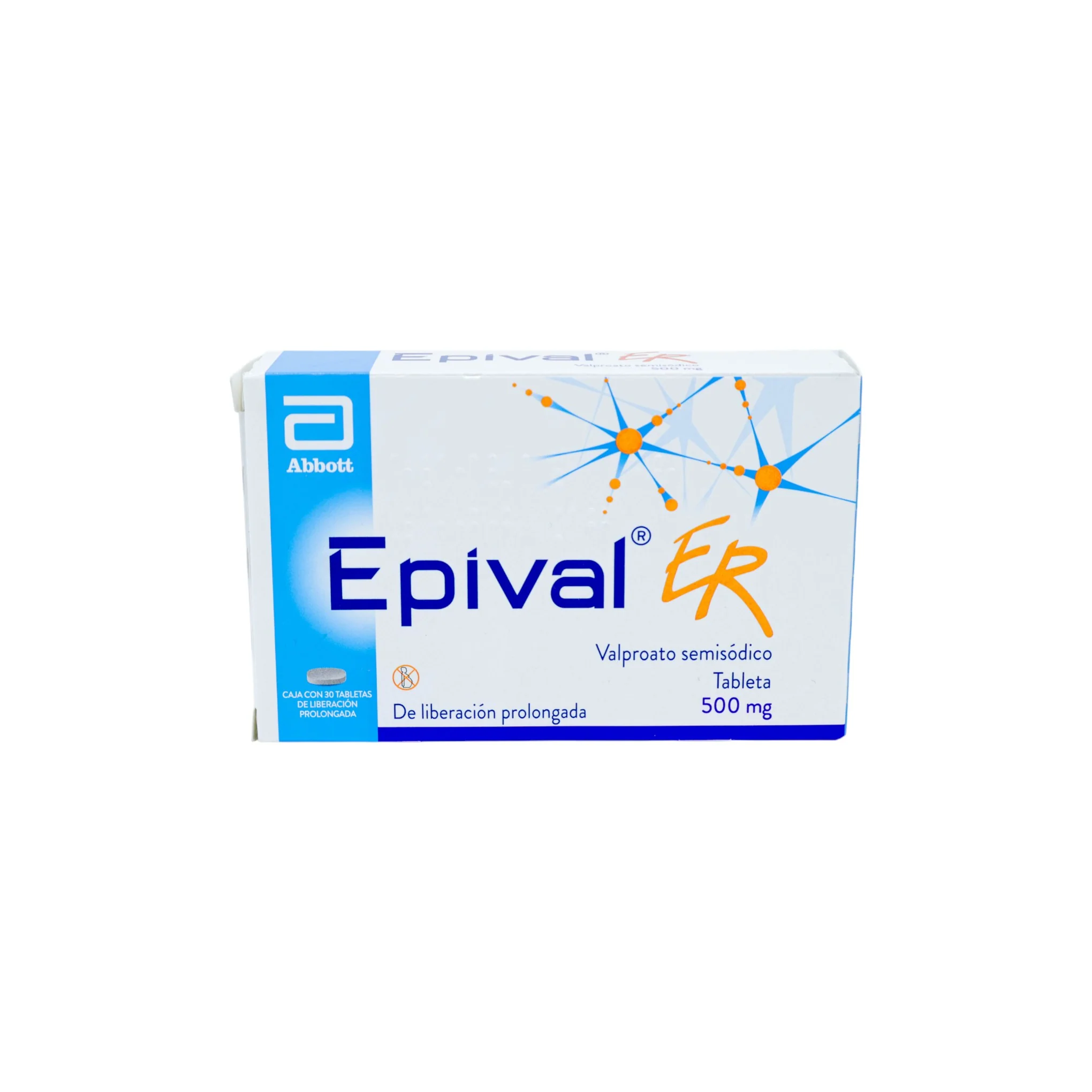 Epival ER Valproato semisódico 500 mg, 30 tabletas