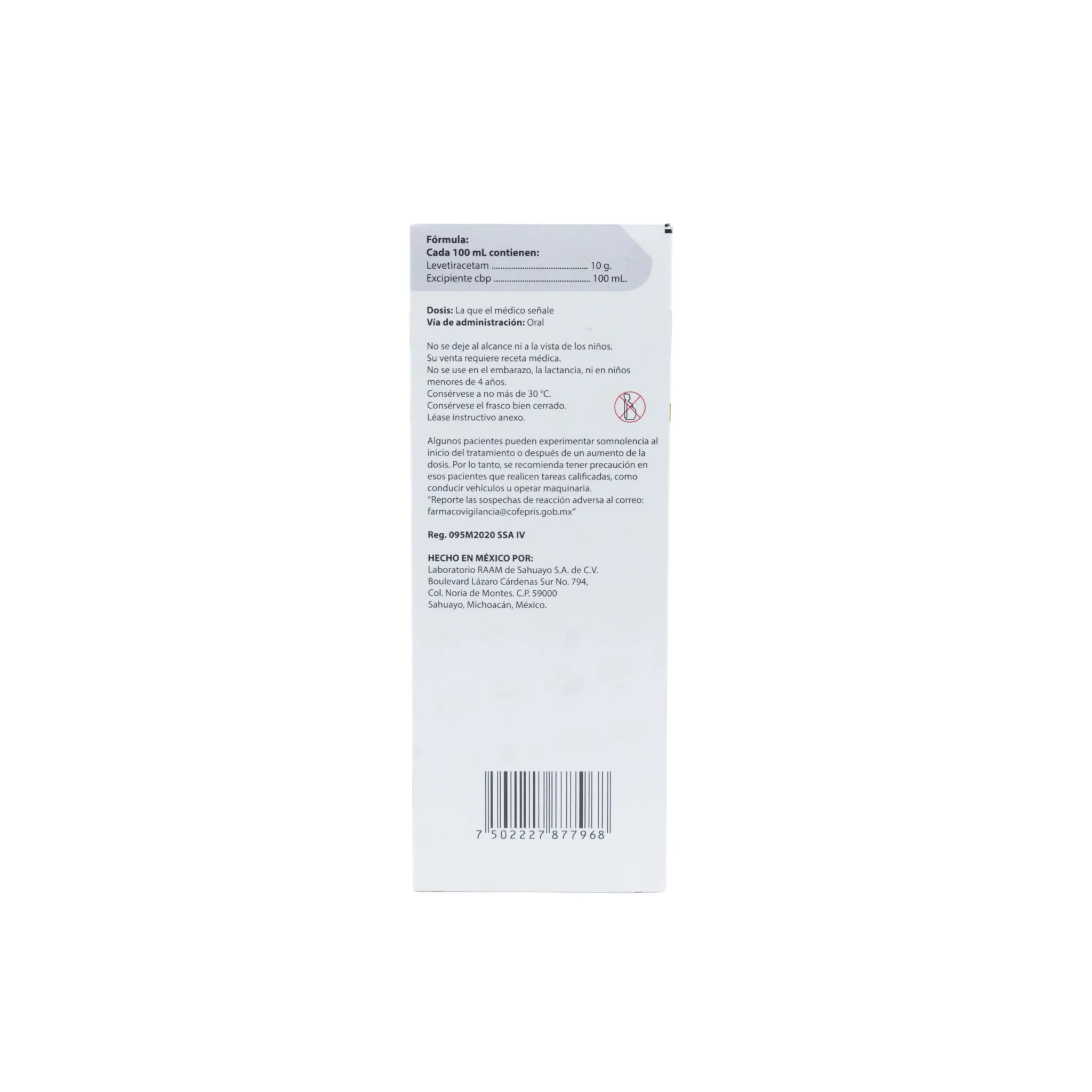 Loraxtan Levetiracetam Solución 100 mg/mL, Caja con frasco - Image 4