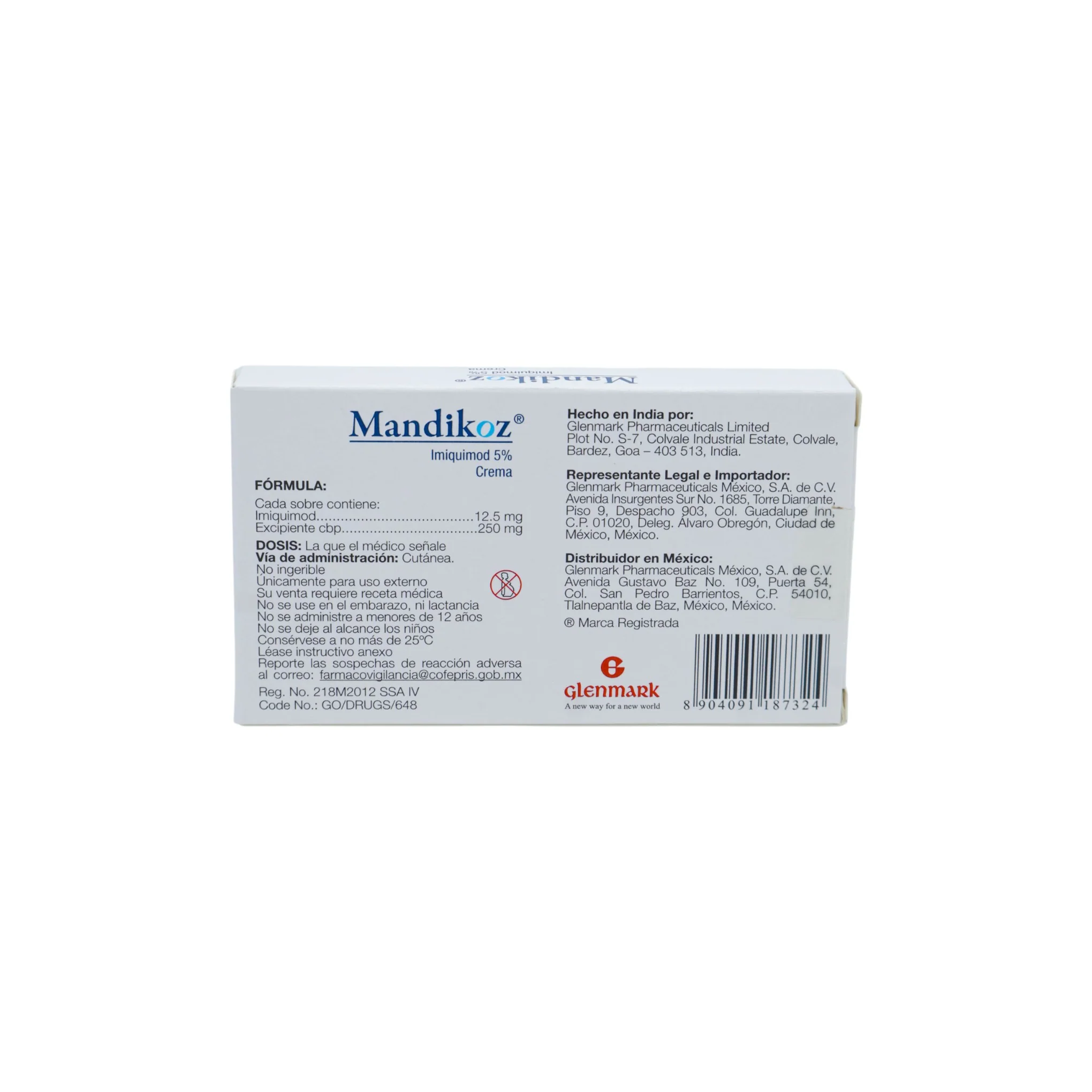 Mandikoz 5% Imiquimod, Crema 12 sobres de 250 mg c/u - Image 4