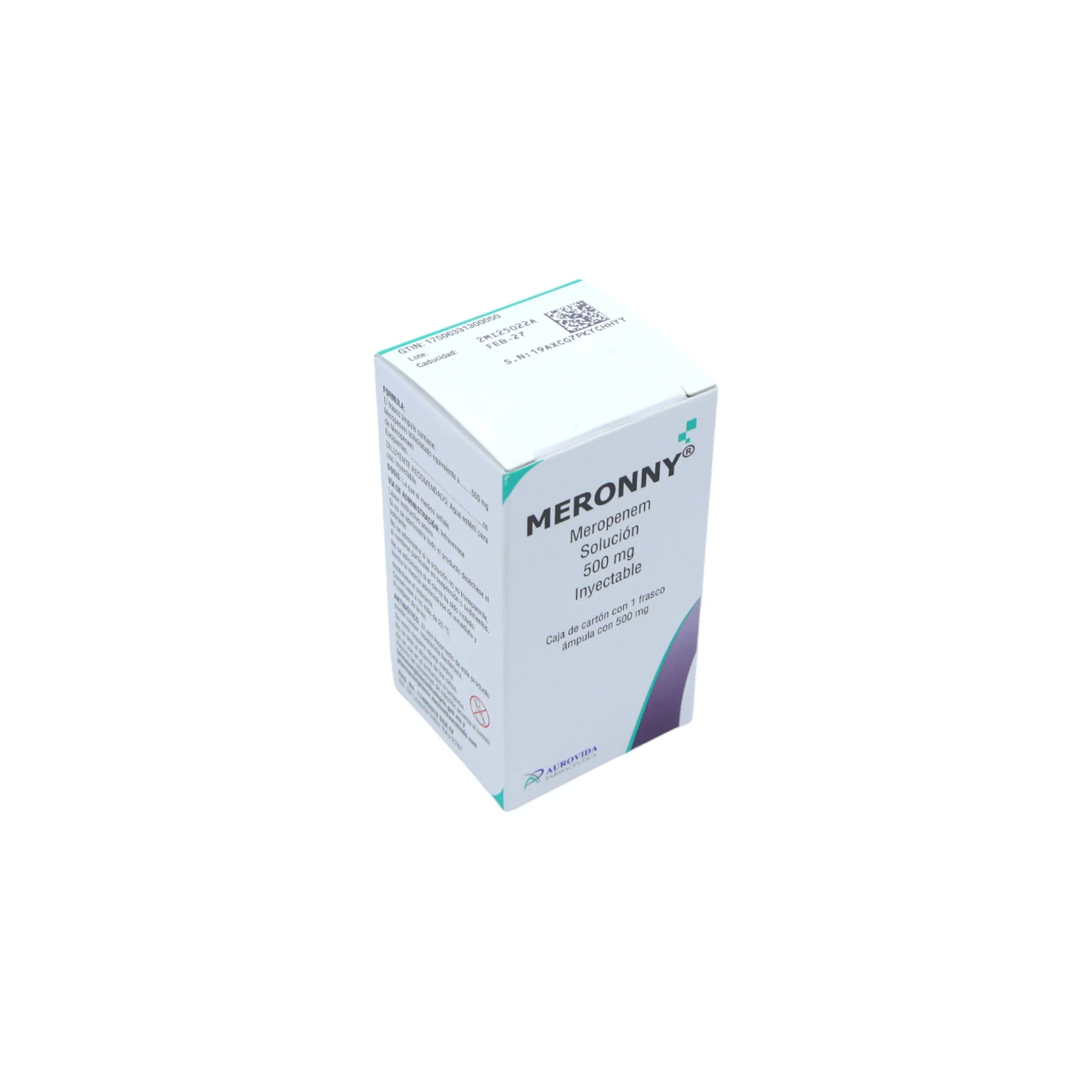 Meronny Meropenem solución 500 mg, frasco ámpula - Image 2