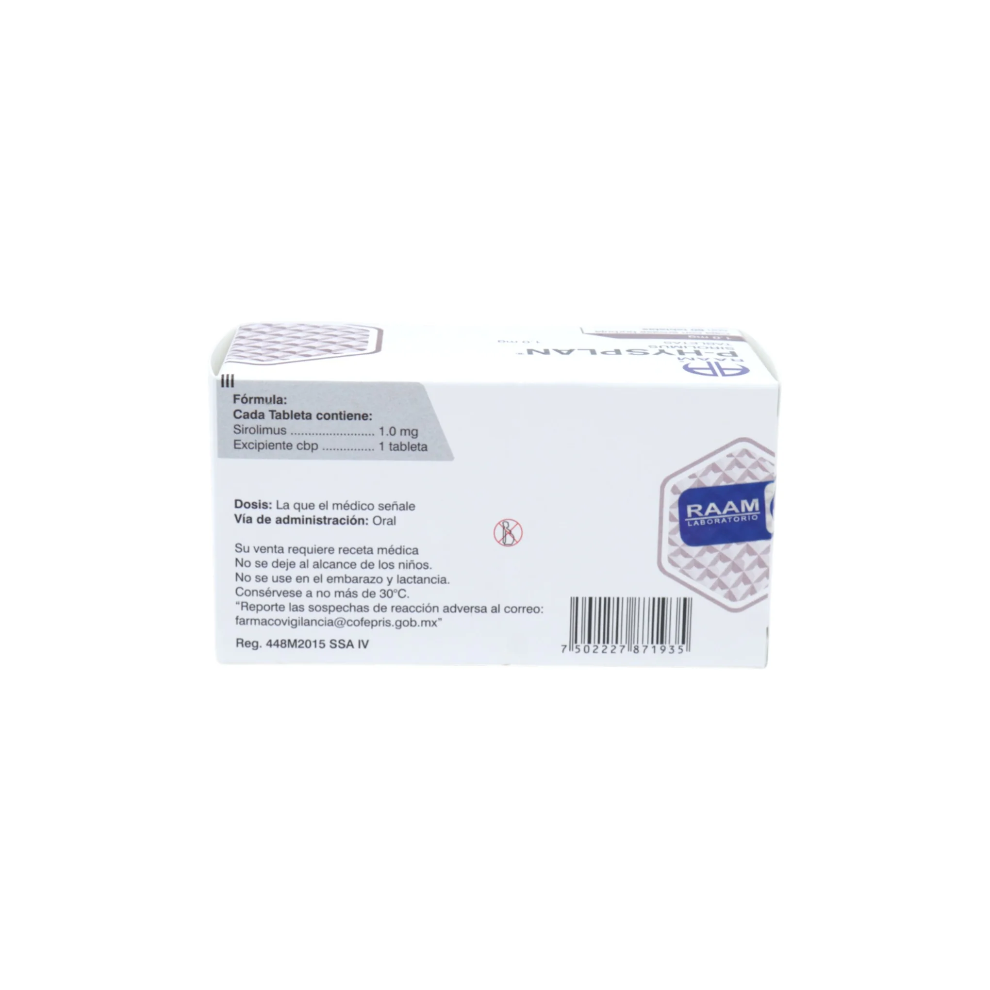 P-hysplan Sirolimus 1.0 mg, 60 tabletas - Image 4