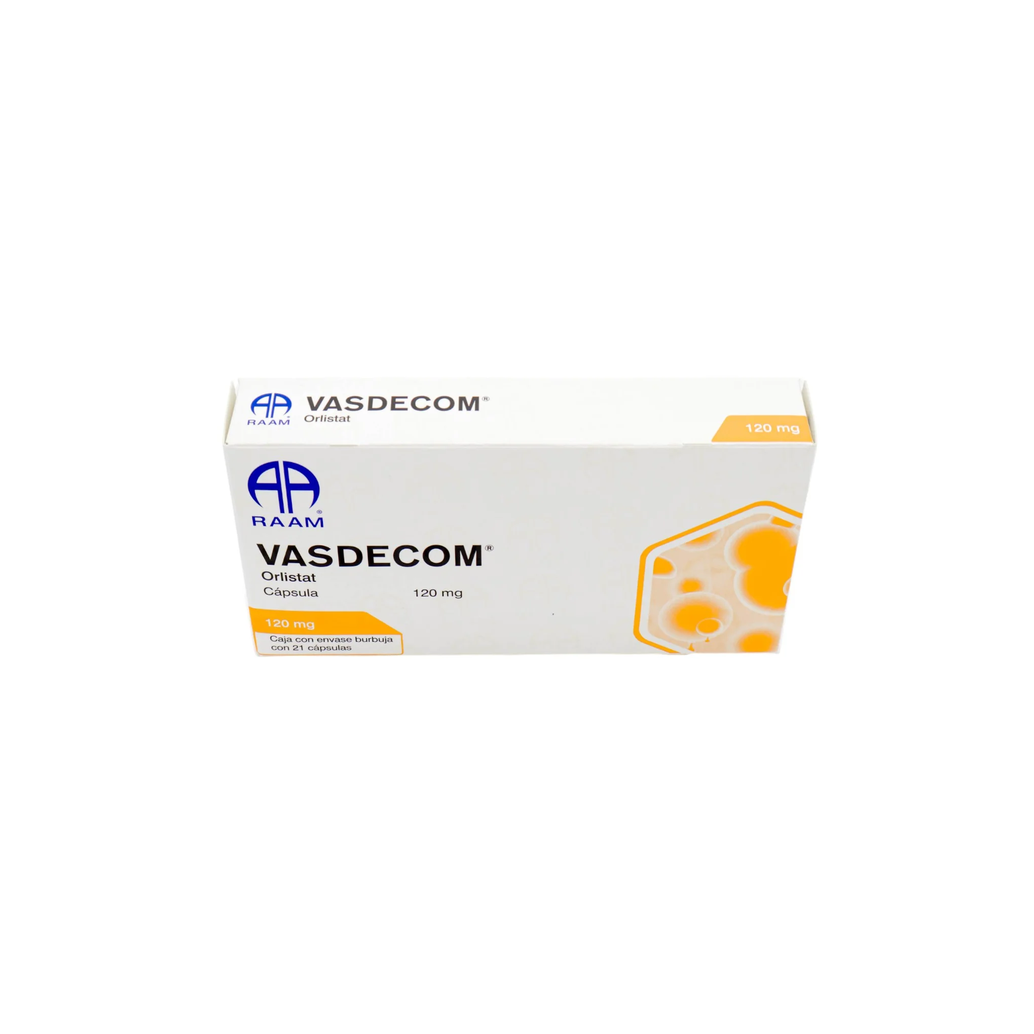 Vasdecom Orlistat 120 mg, Caja con envase burbuja con 21 cápsulas - Image 3