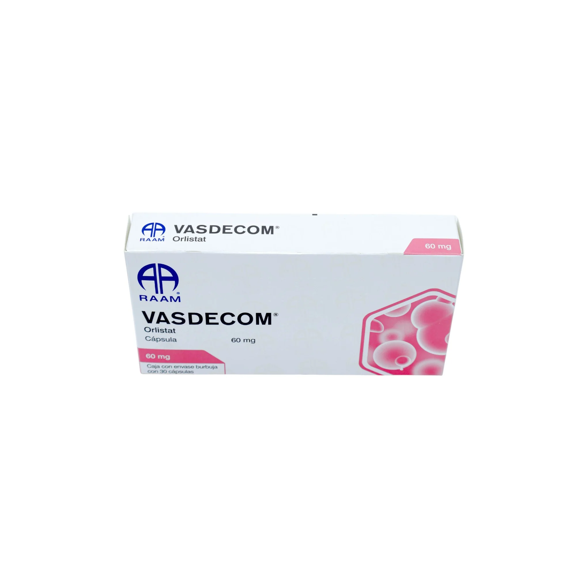 Vasdecom Orlistat 60 mg, Caja con envase burbuja con 30 cápsulas - Image 3
