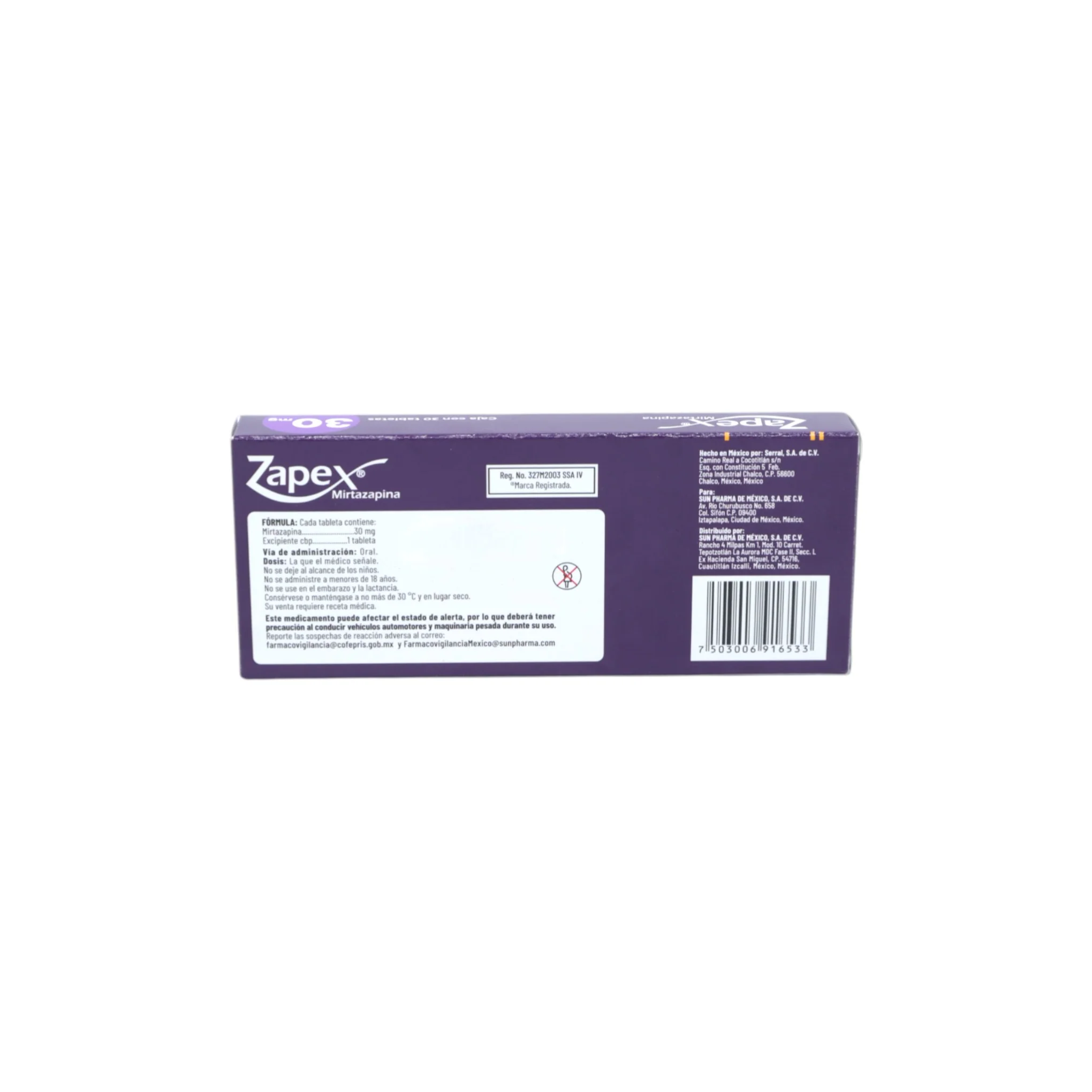 Zapex Mirtazapina 30 mg, 30 tabletas - Image 4